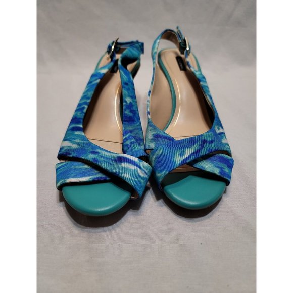 Alex Marie Turquoise Wedge Strappy Sandals Size 10M Open Toe - Picture 2 of 9